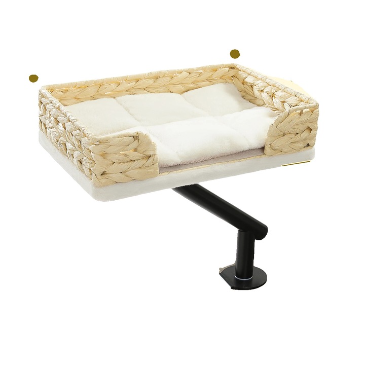 Котка легло, 360 въртящ се дизайн, дърво и плюш материал, 43x32.5x14cm, многоцветен