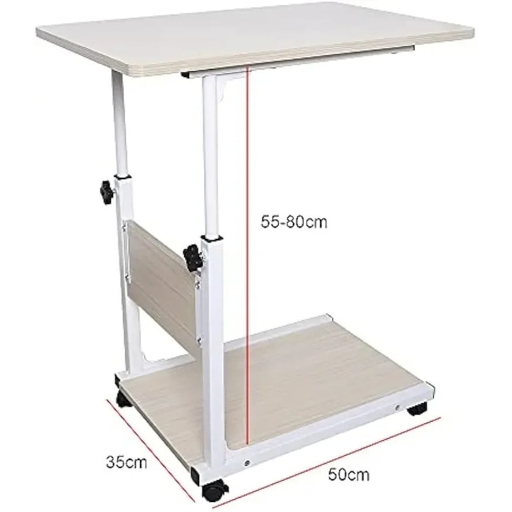 Masa laptop portabila, inaltime ajustabila, design mobil, alb, dimensiuni ajustabile 24x36 inch