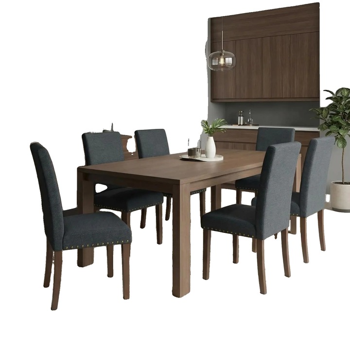Set de scaune de dining, design modern elegant, gri, 46x59x92cm, 2 bucati