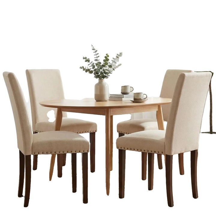 Set de scaune de dining, design modern elegant, bej, 46x59x92cm, 2 bucati