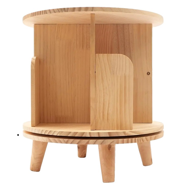 Raft rotativ, lemn masiv, bej, 46cm diametru, 31cm inaltime