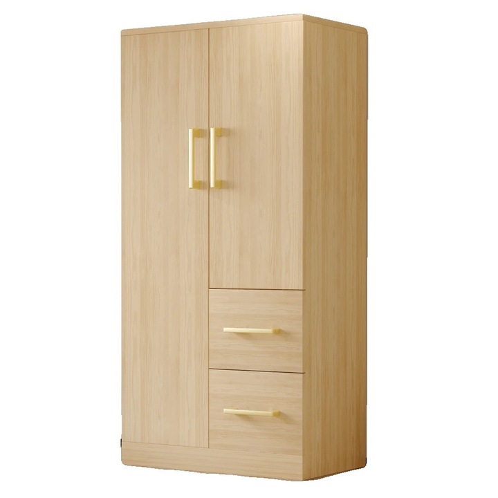 Sifonier, design cu usi duble, spatiu de depozitare generos, lemn natural