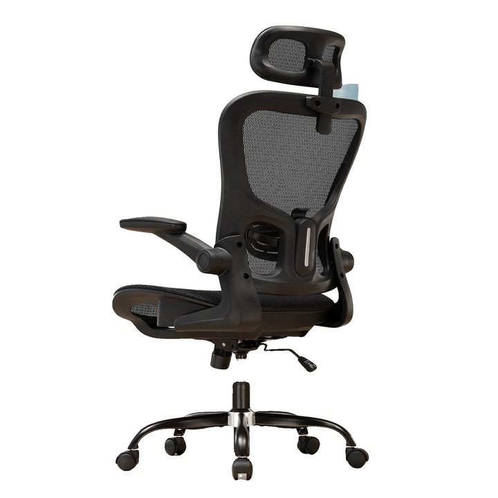 Офис стол, ергономичен дизайн, регулируеми характеристики, черен, 56x65x139.5см