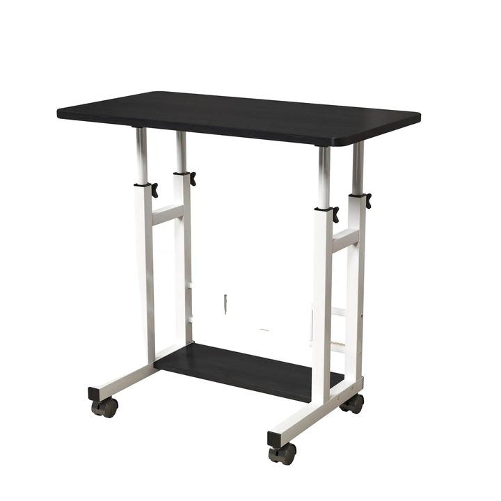 Birou reglabil pe inaltime, negru, 31.5"x15.75", cu roti blocabile