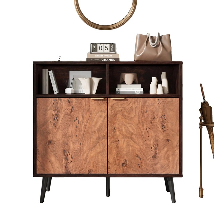 Comoda, design modern de mijloc, depozitare deschisa, culoare maro, dimensiuni 31.5"x"