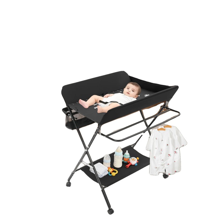 Masa de infasat, cadru din fier, inaltime ajustabila, 70x77cm, cos lateral de depozitare, capacitate 25kg