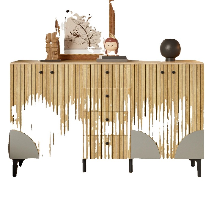 Dulap pentru pantofi, design vertical, aspect modern, 3 usi, negru, set