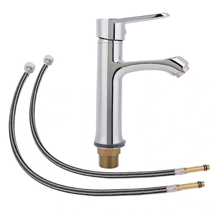 Mosdó csaptelep, G1/2", hideg és meleg vízzel, 60cm, sárgaréz talppal, ergonomikus kialakítás