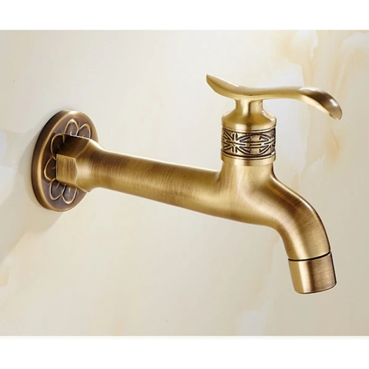 Csaptelep, falra szerelhető, antik sárgaréz, karos csap, hideg víz, 1/2 hüvelyk, 160mm