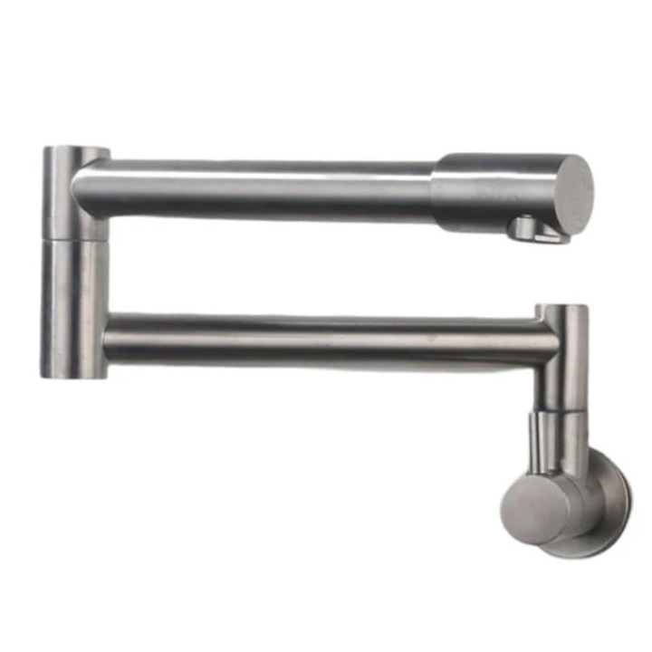 Falra szerelhető csaptelep, 360°-ban forgatható keverő, dupla forgatható kar, rozsdamentes acél, modern design