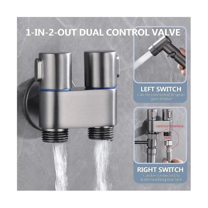 Mini többfunkciós sárgaréz csap, 1 bemenet 2 kimenet, dupla vezérlés, fekete