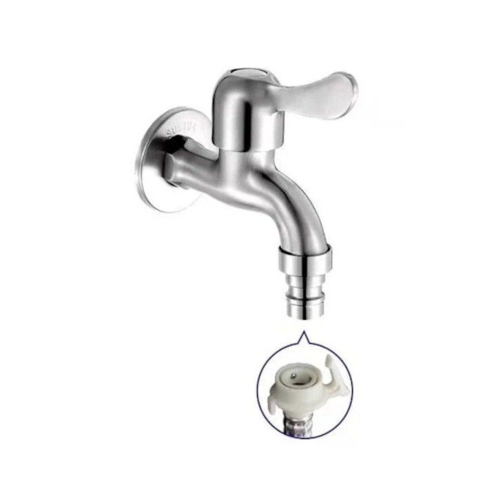 Кран от неръждаема стомана 304, стенен монтаж, 1/2", издръжлив, за вътрешна/външна употреба