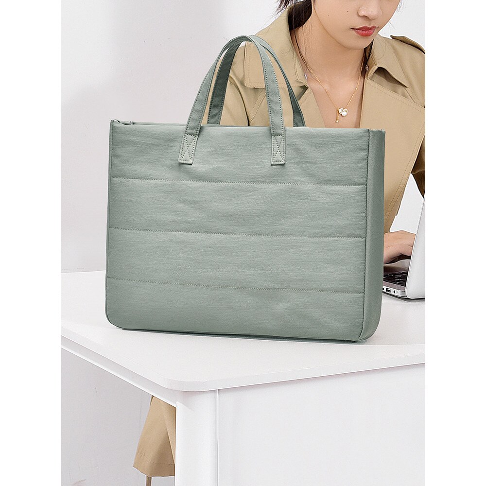 Geanta pentru laptop, ultra-usoara, rezistenta la uzura si la socuri, cu capacitate mare, potrivita pentru laptopuri de 14, 5 inci, ORBER, poate fi purtata in mana, din poliester si catifea, 38 x 7 x 29 cm, verde