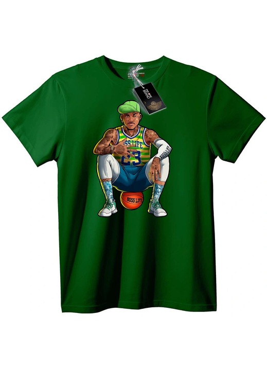 Tricou Boss Life Baschet, Verde închis, XXS