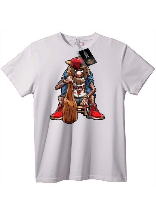 Tricou Urban Urs Boss Life, Alb