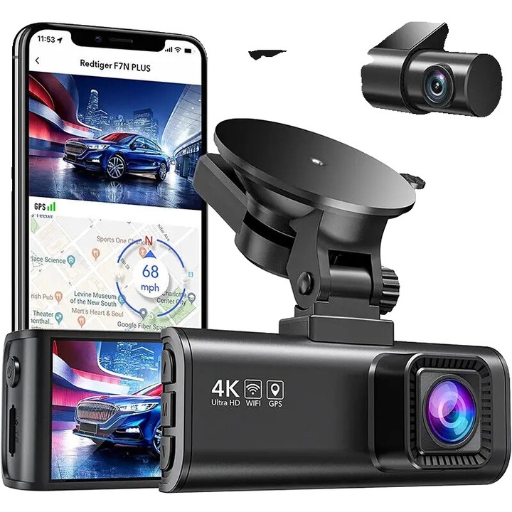 Camera auto DVR, 4K, WiFi integrat, 32G, dimensiuni compacte