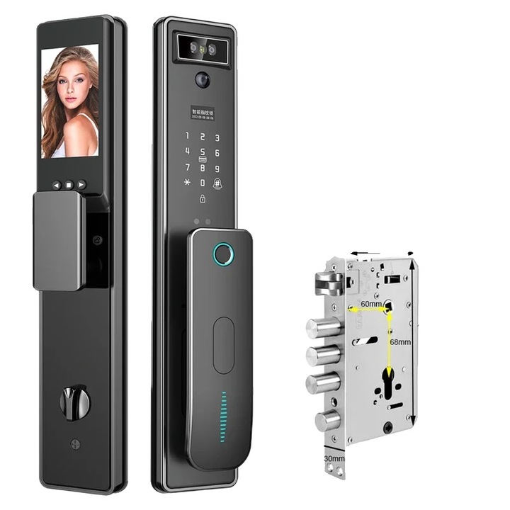 Yala inteligenta, recunoastere faciala, control prin aplicatie, 150 utilizatori, 40-120mm