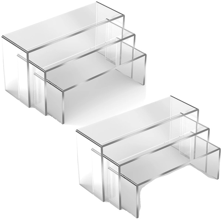 Suport de afisare acrilic, set de 6, transparent, design modern, dimensiuni ajustabile