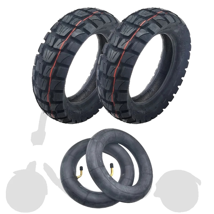 Anvelope pentru vehicule electrice, tubeless, rezistente la perforare, set de anvelope si camere offroad, 10x3in