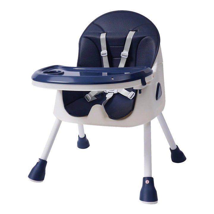 Scaun de masa pentru bebelusi, design modern, tava ajustabila, negru, 78x60x94cm