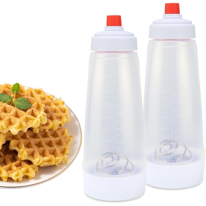 Kancsó és shakeer, 2 részes tésztadoboz és mixer keverőgolyóval, YDCY extrudált szilikon palacsintatészta adagoló és mixer alaplappal és szivárgásmentes tömítőgyűrűvel, palacsintához, gofrihoz, muffinokhoz, cupcake-ekhez