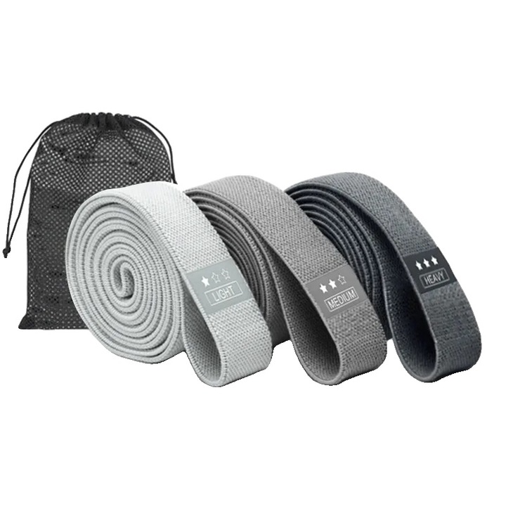 Set benzi elastice, design compact, gri, 3 bucati