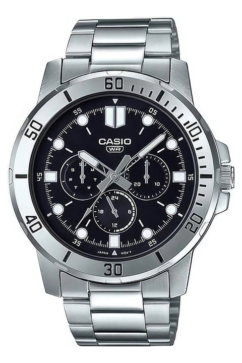 Casio, Kronográfos rozsdamentes acél karóra, Ezüstszín