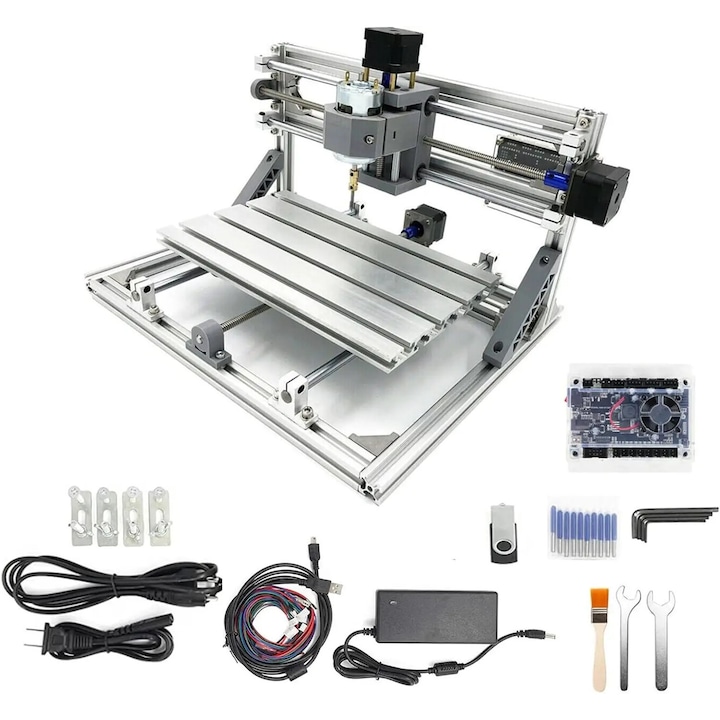 Masina de gravat CNC, 3018, 7W laser, design compact, usor de utilizat