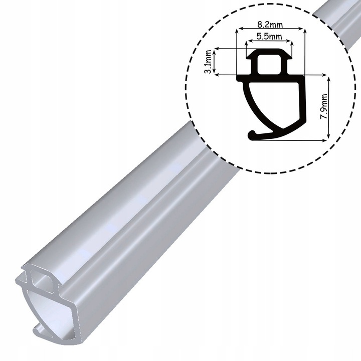 Uszczelca pentru feronerie feronerie PVC S-1693A 1m gri