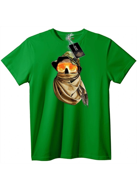 Póló koponya sapkával és szemüveggel, Zöld