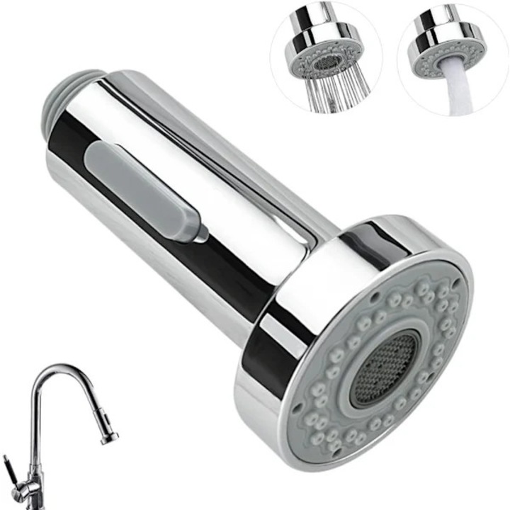 Cap de dus pentru baterie de bucatarie, 2 moduri de apa, finisaj cromat, 10x5.3cm, set de accesorii