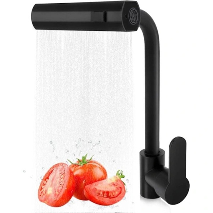 Sanitér csaptelep, 3 vízmód, egykaros, 360°-ban forgatható, méretei 31x14x19cm, réz