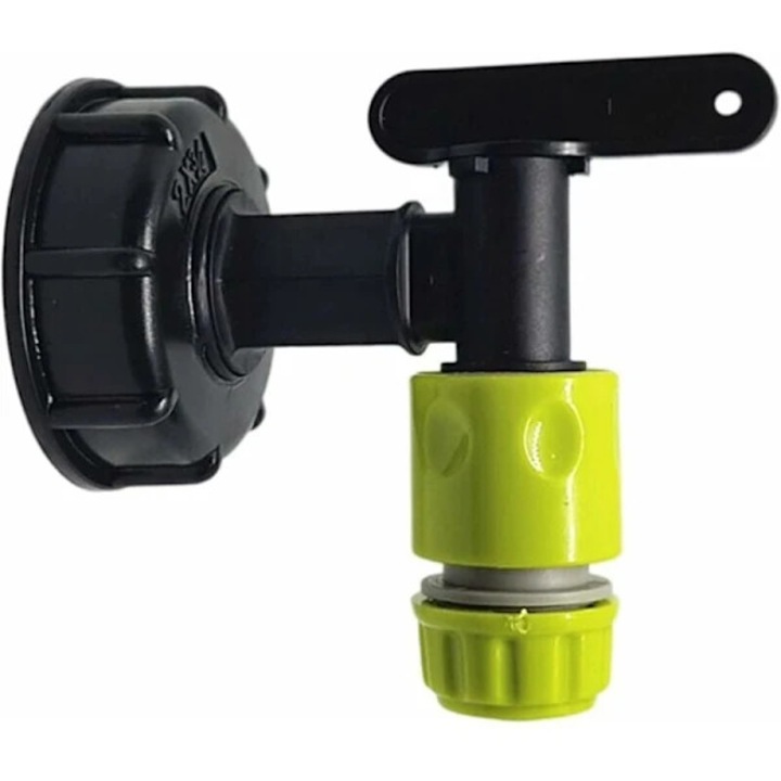 Robinet pentru rezervor de apa de ploaie, adaptor IBC, 3/4 inch, plastic, negru, 11.7x11x7.2cm