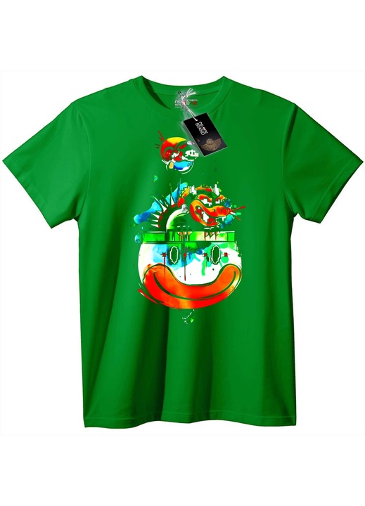 Tricou cu Monstru Zâmbitor din Desene Animate, Verde