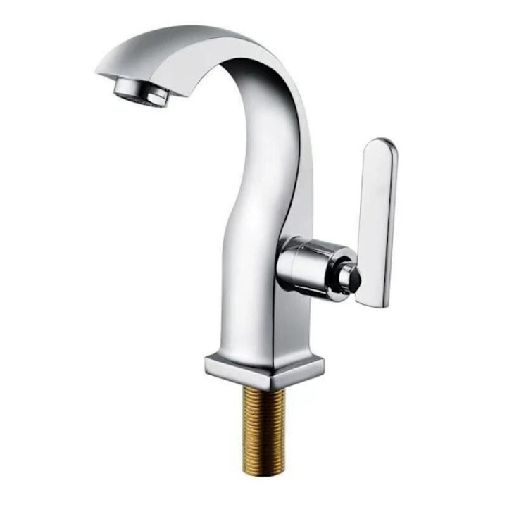 Смесител за баня, с една ръкохватка, висок дизайн, водоспестяващ, сребрист, 175 мм