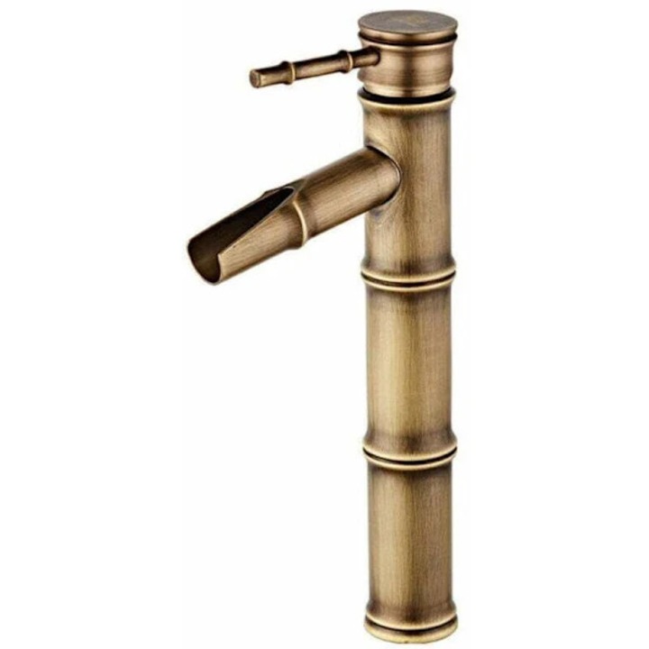 Baterie sanitara tip fantana, mixer cu un singur maner, forma bionica de bambus, bronz, 30x81cm