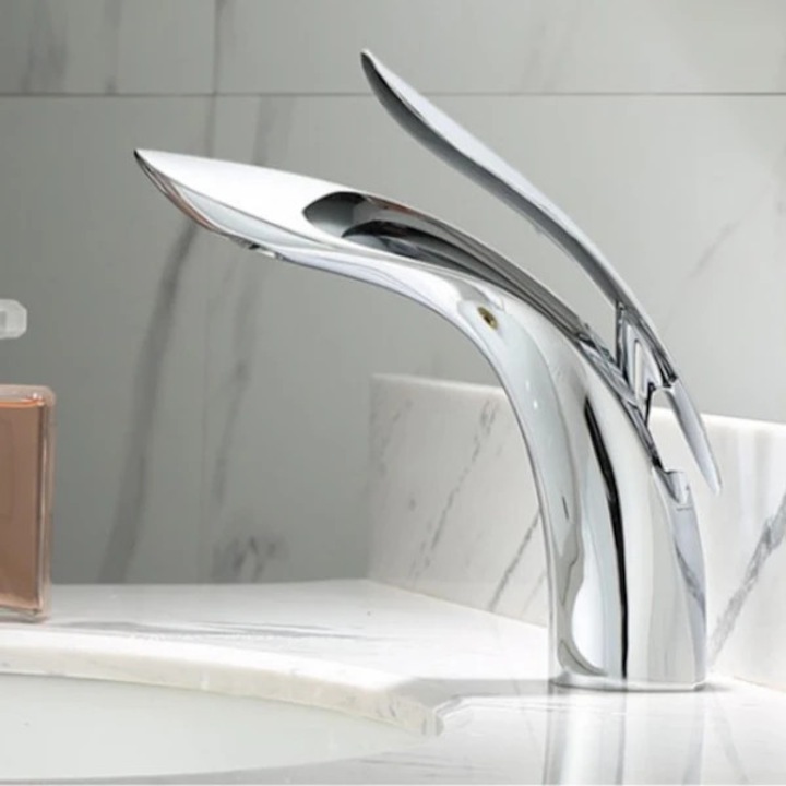 Luxus minimalista fürdőszobai csaptelep, kerámia szeleppel, réz, 3.2x4.2cm, vízvezeték nélkül