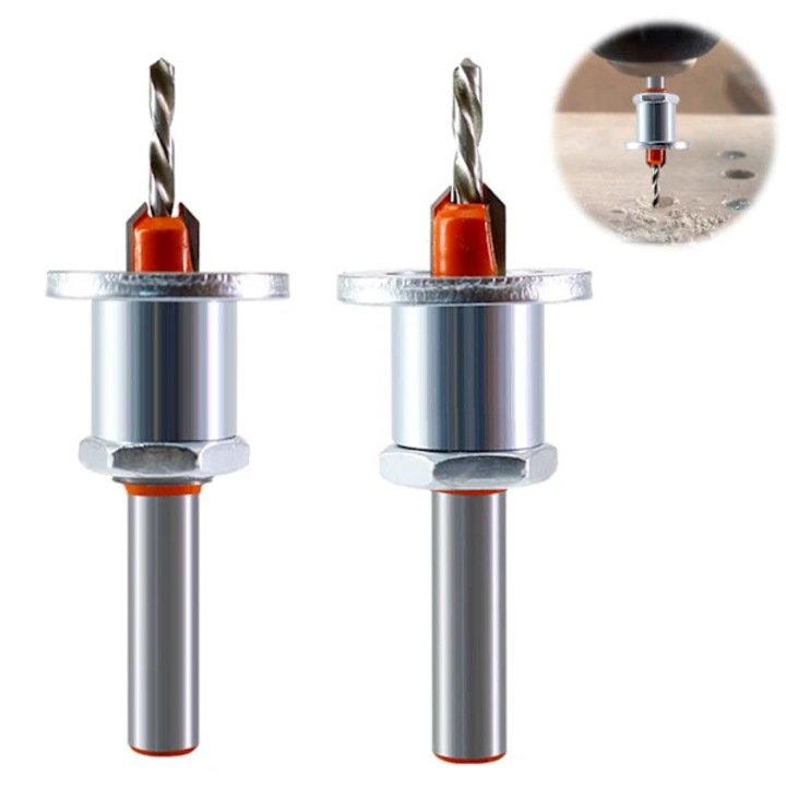 Set de burghie pentru lemn, 2 piese, 8mm, otel, cu limitator, argintiu si portocaliu