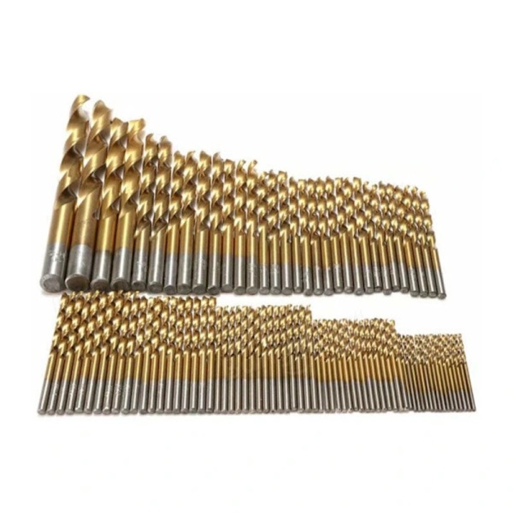 Set de 99 burghie din otel rapid acoperite cu titan, pentru gaurit lemn, colorat auriu, 450g