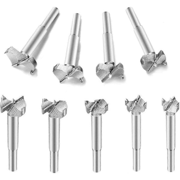 Set 9 burghie din carbura pentru prelucrarea lemnului, 15mm-35mm, adancime maxima 50mm, lungime 75mm