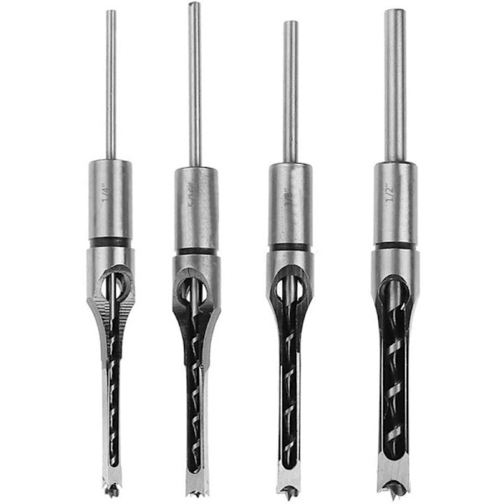 Set de 4 burghie pentru gauri patrate, otel de viteza, dimensiuni 6.35mm, 7.94mm, 9.5mm, 12.7mm