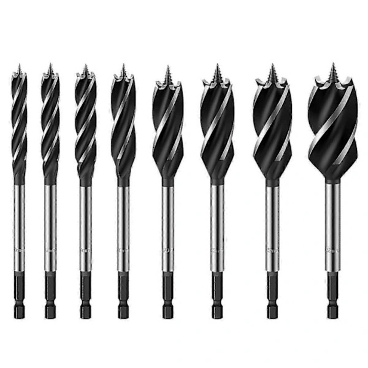 Комплект свредла за дърво 8 части 10mm-32mm, дизайн с четири остриета, конструкция от здрава сплав