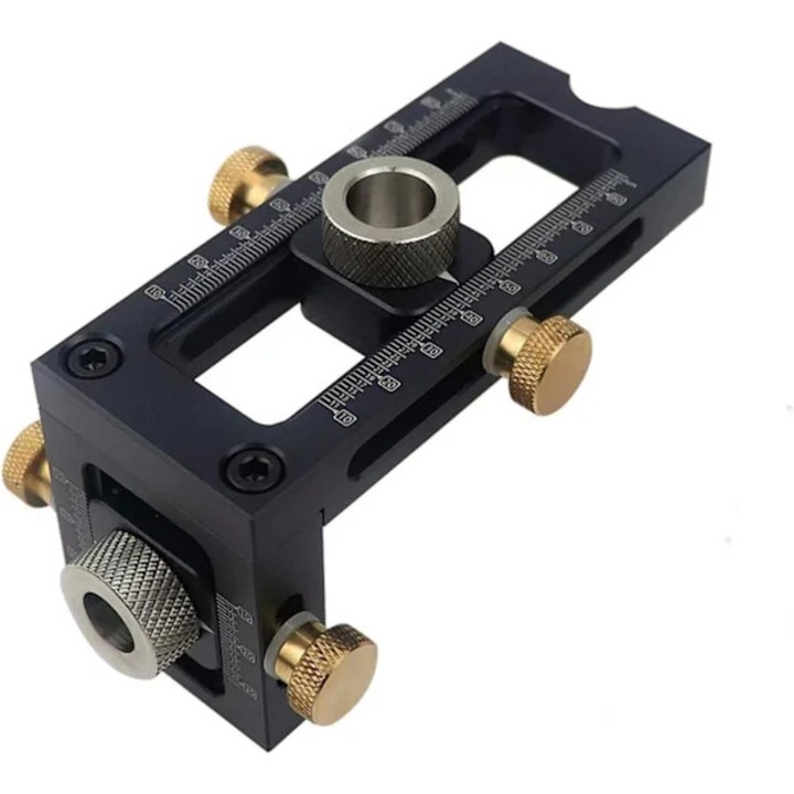 Set jig de gaurire dubla 2-in-1, 6061 aluminiu, 4 adaptoare, 13-81mm x 12-27mm