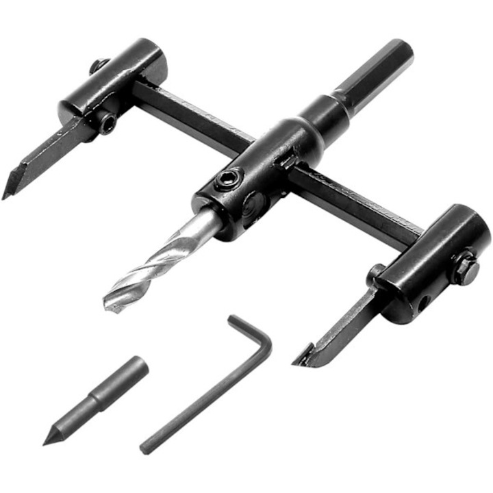 Set de burghie ajustabil 30-120 mm, din otel crom-vanadiu, pentru lemn, plastic si gips-carton