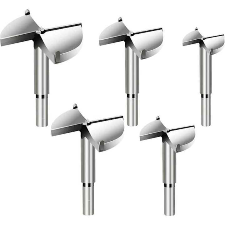 Set 5 burghie pentru prelucrarea lemnului, 35x60mm, carbide, pentru usi sferice