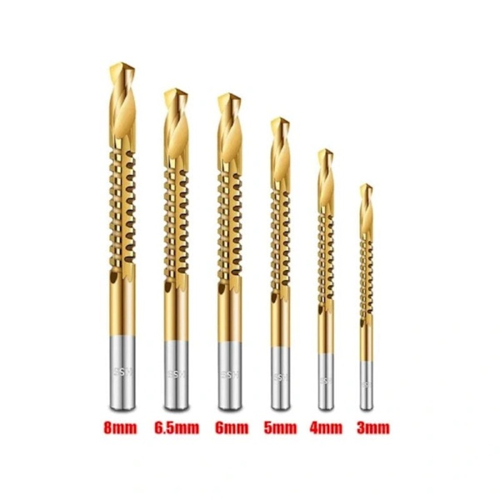 Set de 6 burghie din cobalt, 3-8 mm, pentru lemn, metal moale, plastic