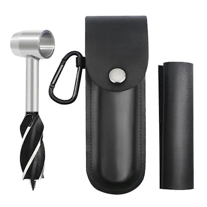 Set unelte de supravietuire, burghiu manual din otel, dimensiuni 1.1x1.8x6.3 inches, culoare neagra