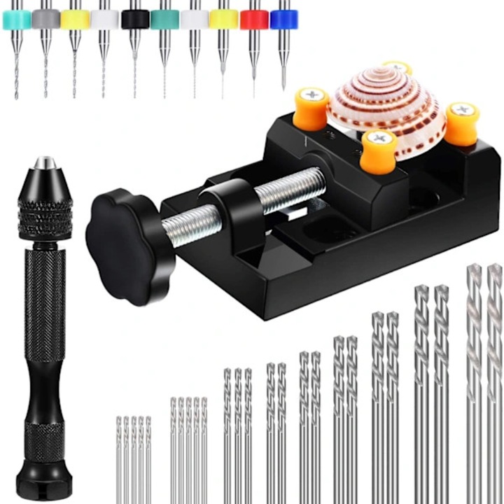 Set de burghie mini PCB cu mandrina cu trei colti, dimensiune ajustabila 0.3-3.4mm, pentru electronica