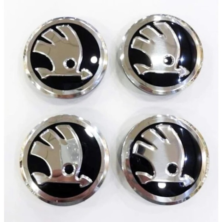Set de 4 capace roti 56mm pentru Skoda Fabia, Octavia, Superb, Yeti, alb-negru
