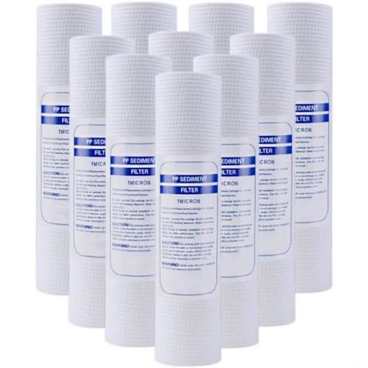 Set 10 filtre universale apa, 1 micron, material PP, 60x254mm, alb